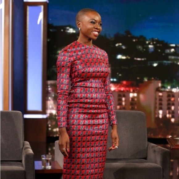 Diane Von Furstenberg Red Metallic Printed Dress Size 4 - Picture 7 of 16